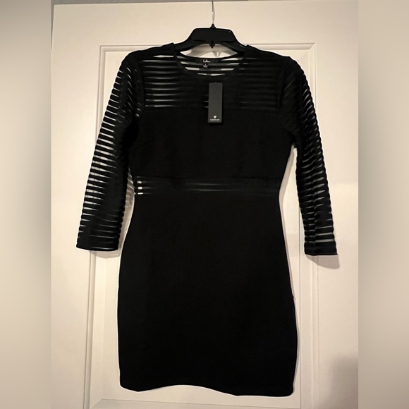 Lulu’s Perfect Mesh Black Bodycon Dress SIZE S - Picture 3 of 3